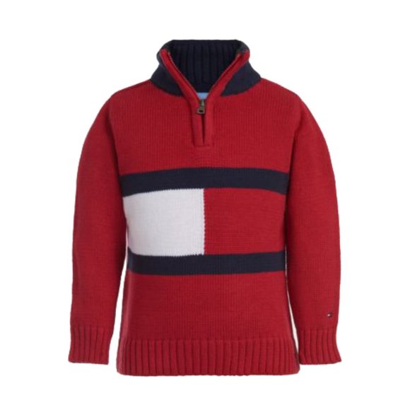 Tommy Hilfiger Boys Cotton Flag 14-Zip Sweater - Picture 1 of 5